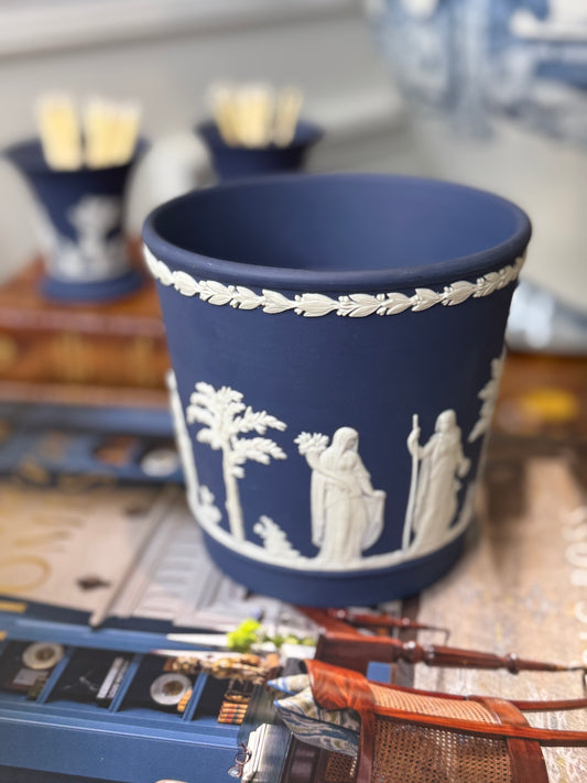 Wedgwood Portland Blue Jasperware Cachepot / Planter | Made in England | 4.25”