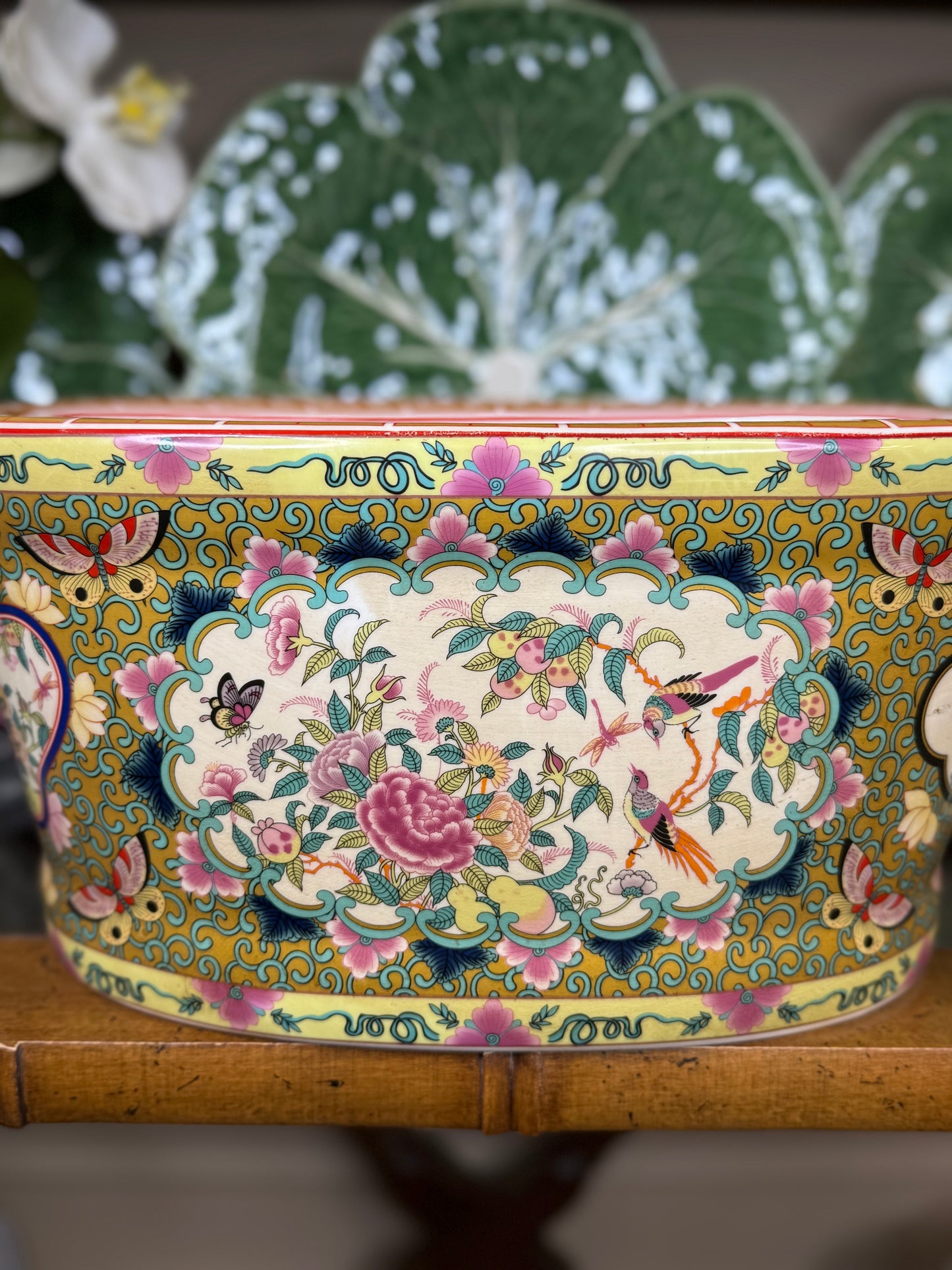Danny's Fine Porcelain: Rose Canton Oval Cachepot / Footbath | (TWO SIZES AVAILABLE)  #41456, #41455