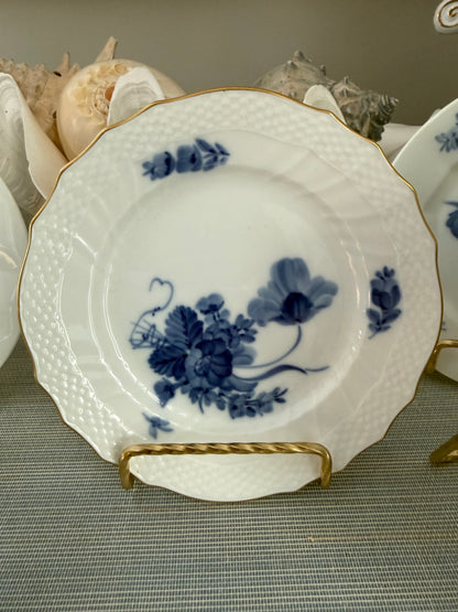 Vintage Set of 5 Blue Flowers by Royal Copenhagen - Blue & White Porcelain Bread & Butter Plates