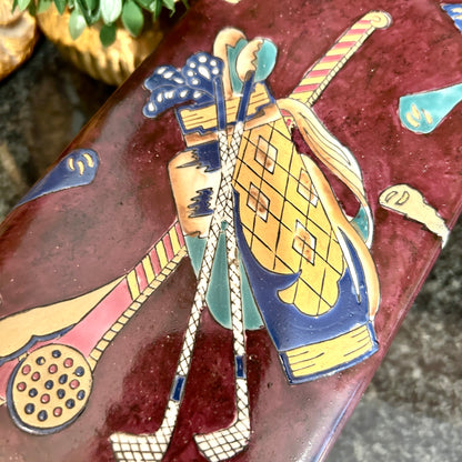 Gorgeous large golf ceramic lidded box decor