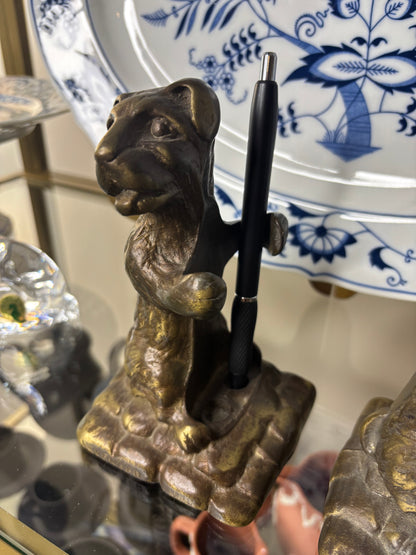 Vintage Levenger bronze dog pen holder! Two available; sold separately!