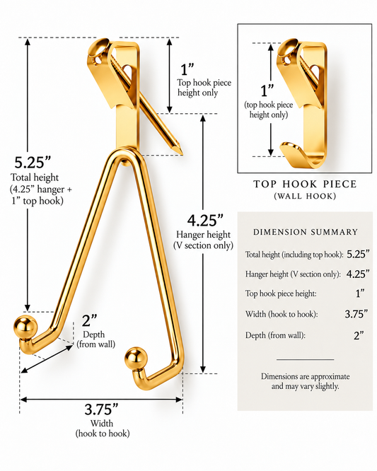 Shiny Brass/Gold Wall Mount For Plate Wall/ Plate Hanger | Fits Small 5.5” - 7.5”Diameter Plates