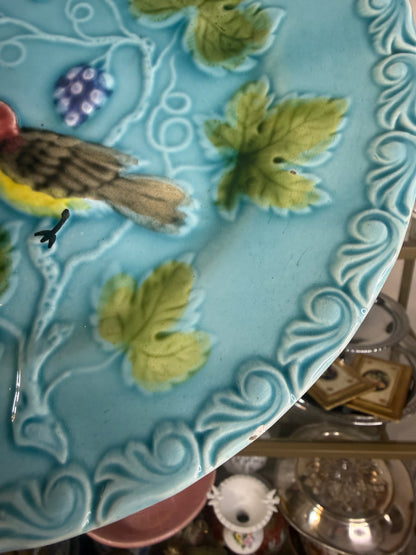 Beautiful majolica bird plate!