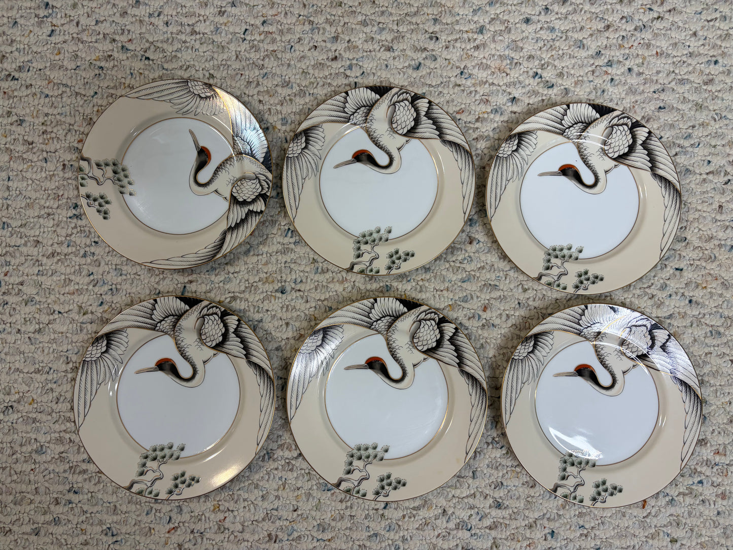 Lovely Fitz and Floyd crane plates set of 6!