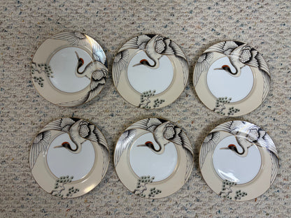 Lovely Fitz and Floyd crane plates set of 6!