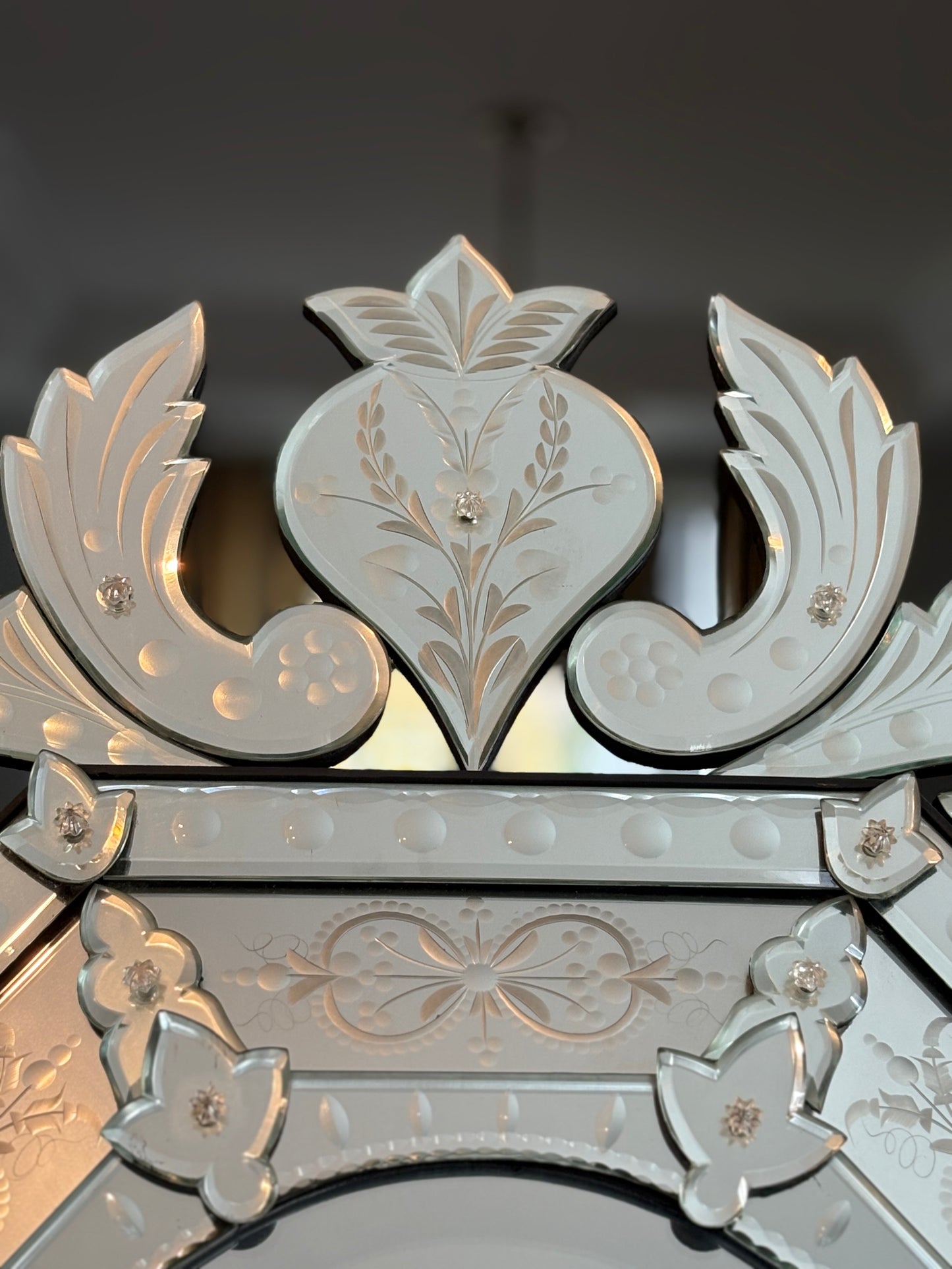 Exquisite Venetian-Style Etched Glass Mirror