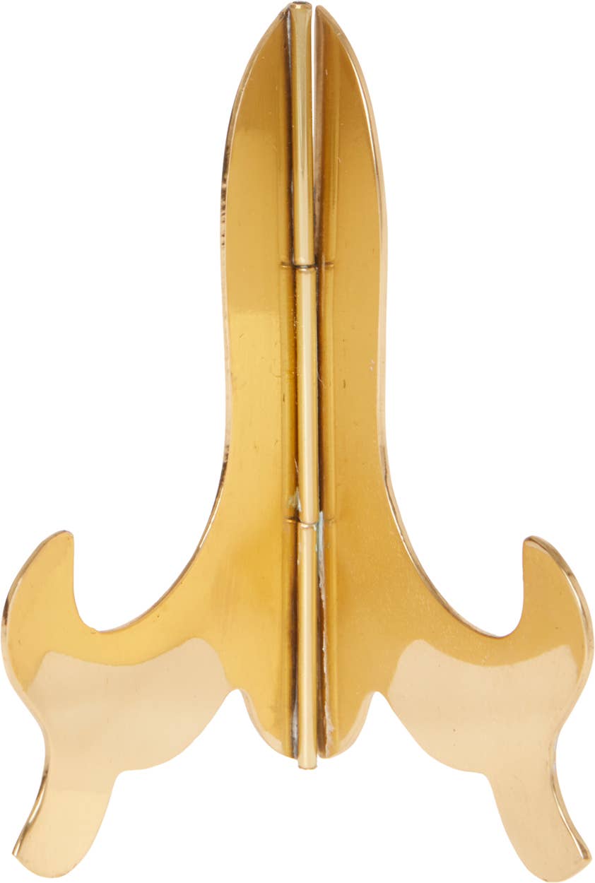 Bard's Hinged Brass Plate Stand, 5" H x 3.5" W x 2.75" D