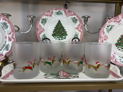 Sweetest Culver holiday Dachshund glasses set of 4!