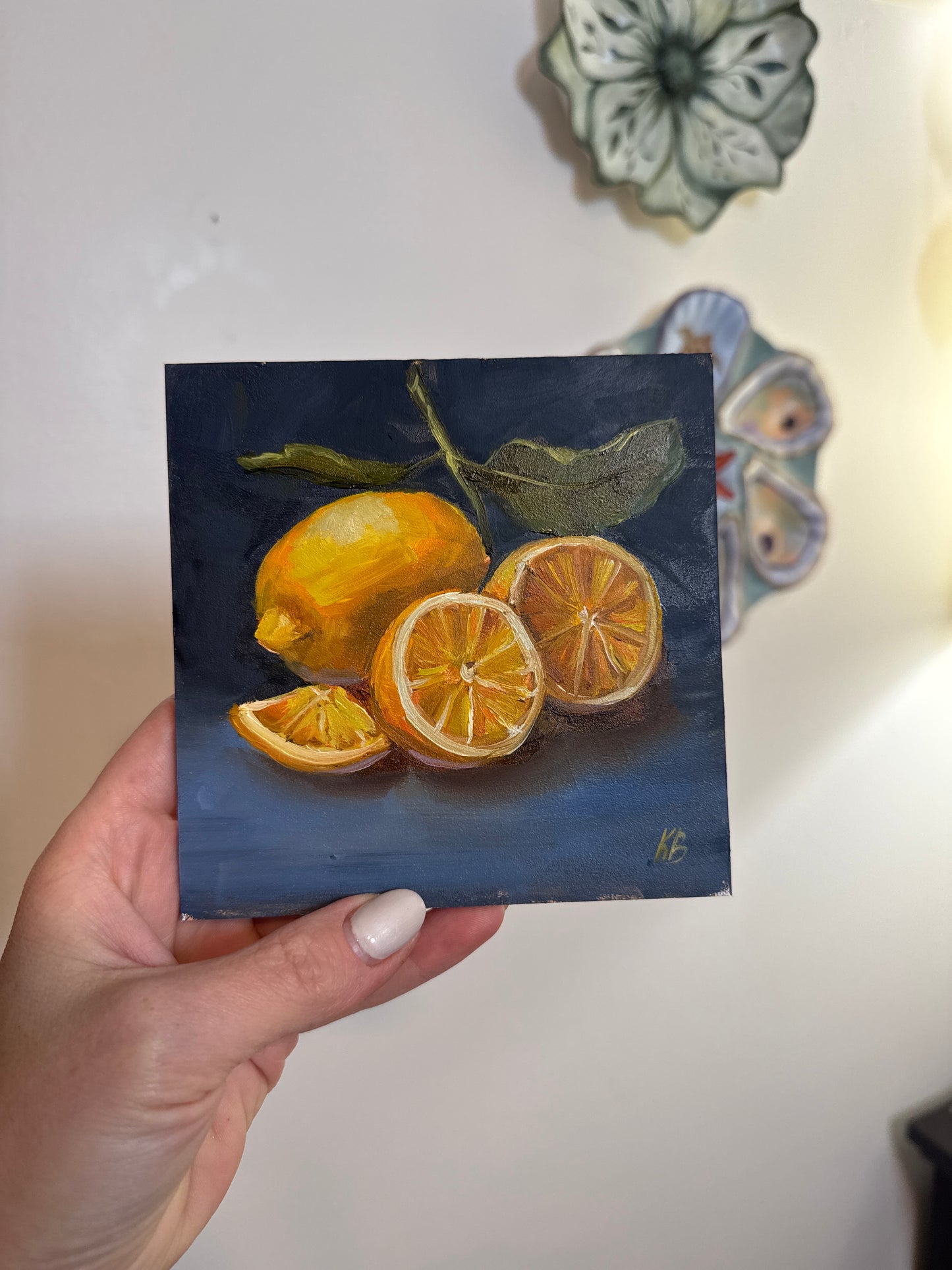 RESERVED - CATRUP3 - Lemons original oil painting 5x5”