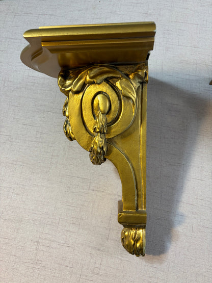 Gorgeous ornate gold sconces pair!