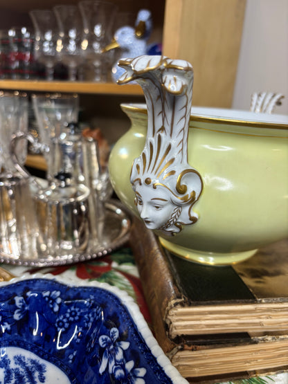 Stunning Dresden lidded tureen with vivid scenes, gold detailing, and lovely handles!
