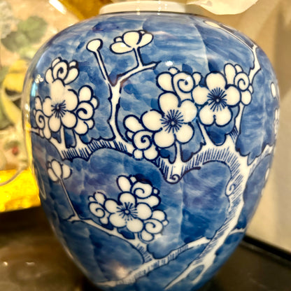 Vintage Blue & White Cherry Blossom Ginger Jar,