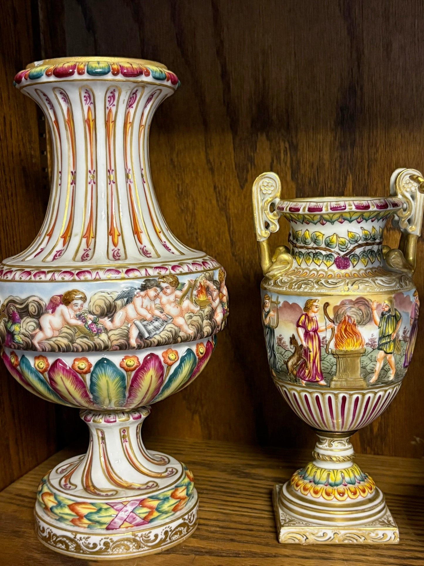 WCCR Charitable Item #177 | Antique Capodimonte Porcelain Vase | Hand-Painted Italian Masterpiece | 11" x 7