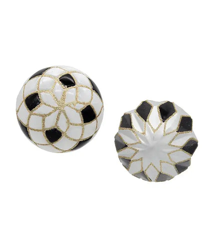 80mm Black/White/Gold Checkered Balls 6Pc