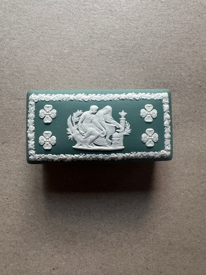 Wedgewood teal rectangle trinket box 3.75x2x1.25