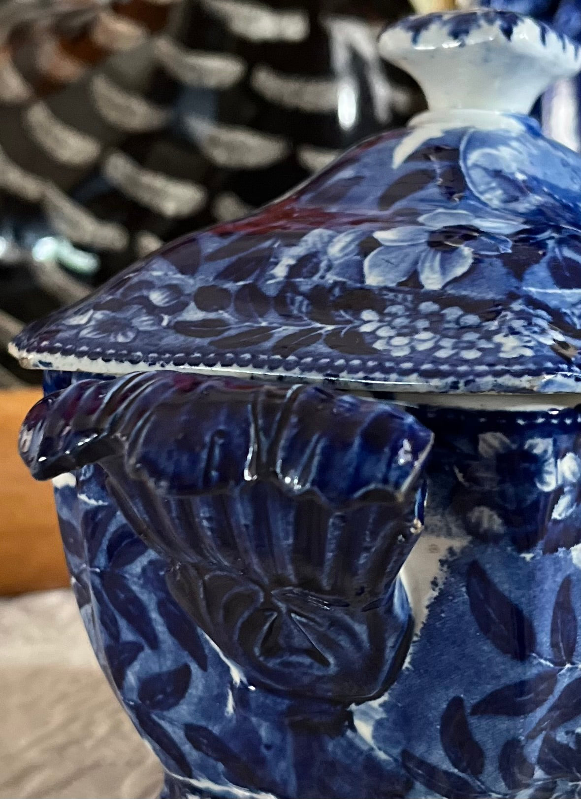 Live 08/04 Rare Historical Blue “Landing of General Lafayette” Covered Sauce Dish | Transfer-Printed Interior | Impressed Clews Warranted Stamp | Circa 1825 - Estate Collection