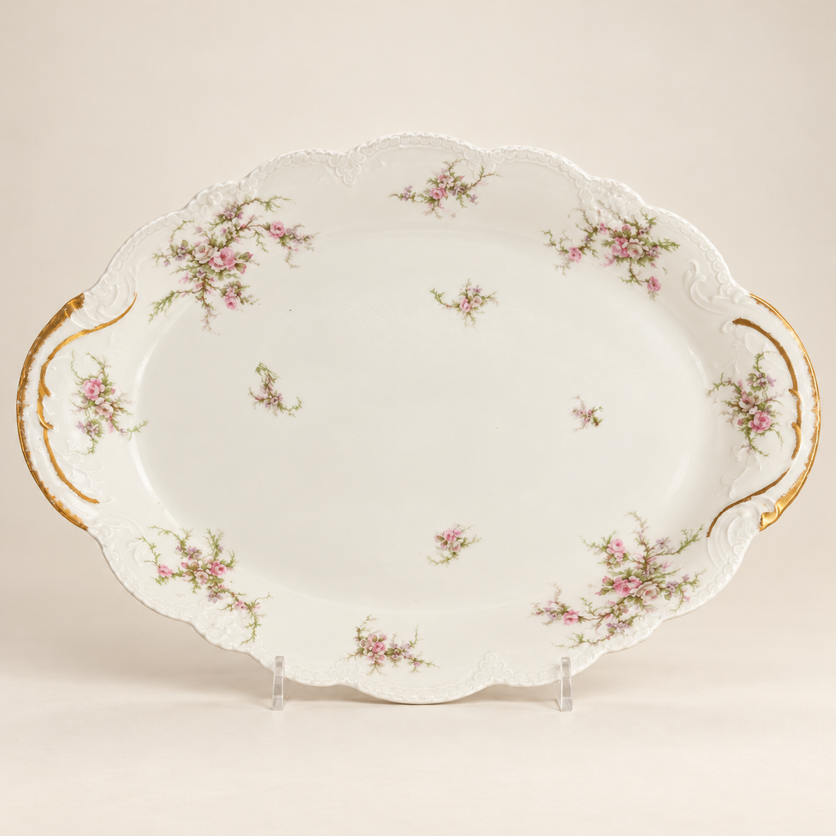 Théodore Haviland Limoges Pink Floral Oval Serving Platter