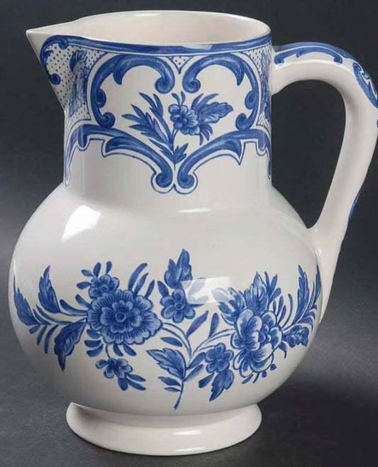 Rare “TIFFANY DELFT” exclusive for Tiffany & Co blue and white pitcher vase.