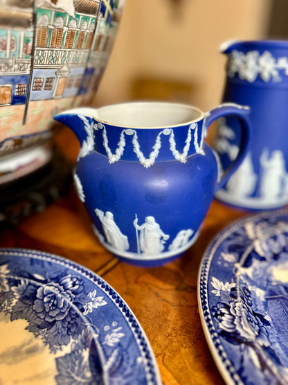Vintage Wedgwood Cobalt Blue Jasperware Creamer / Dutch Jug c.1936