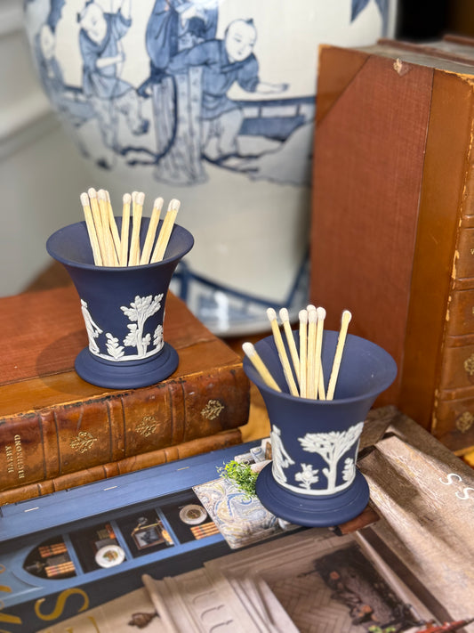 Vintage Wedgwood Portland Jasperware Toothpick Vase, 2.5” Tall