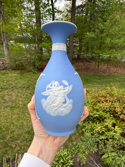 Light blue Wedgewood vase 8 inches tall ￼