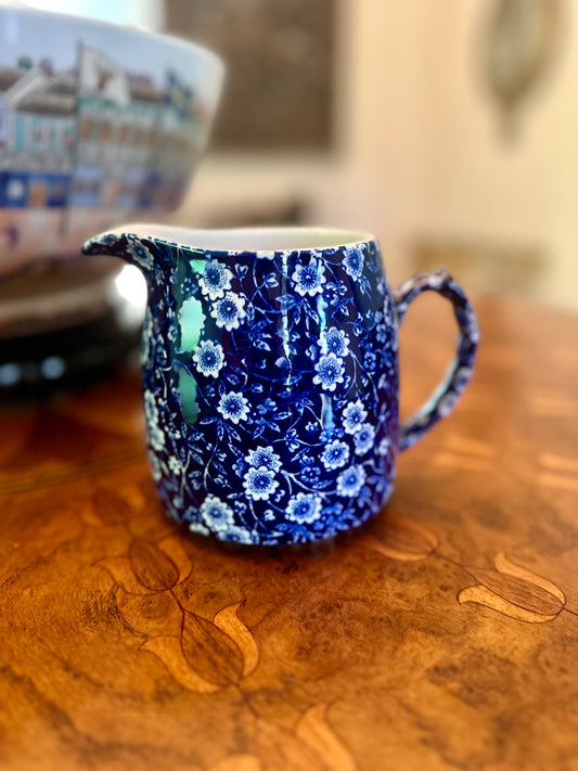 Vintage Burleigh Blue Calico Pitcher