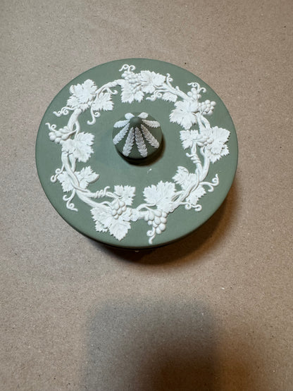RESERVED - GREENBERG_K - Live 06/15 sage green Wedgwood circus tip lidded jar