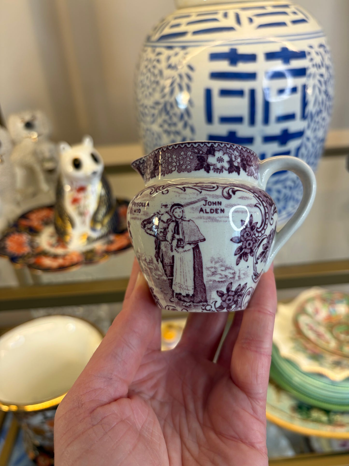 Lovely Staffordshire purple mini pitcher!