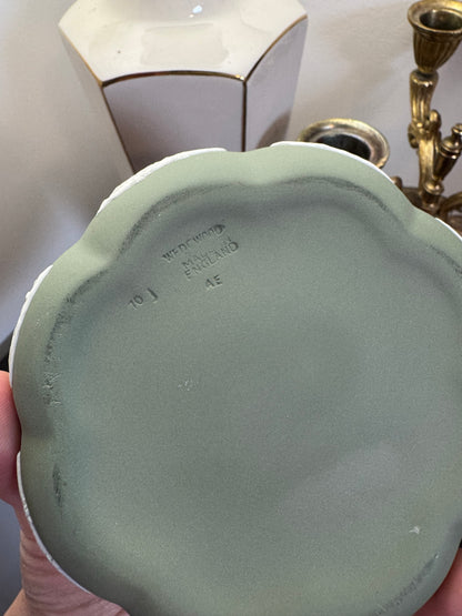 Wedgwood sage green and white flower shape box