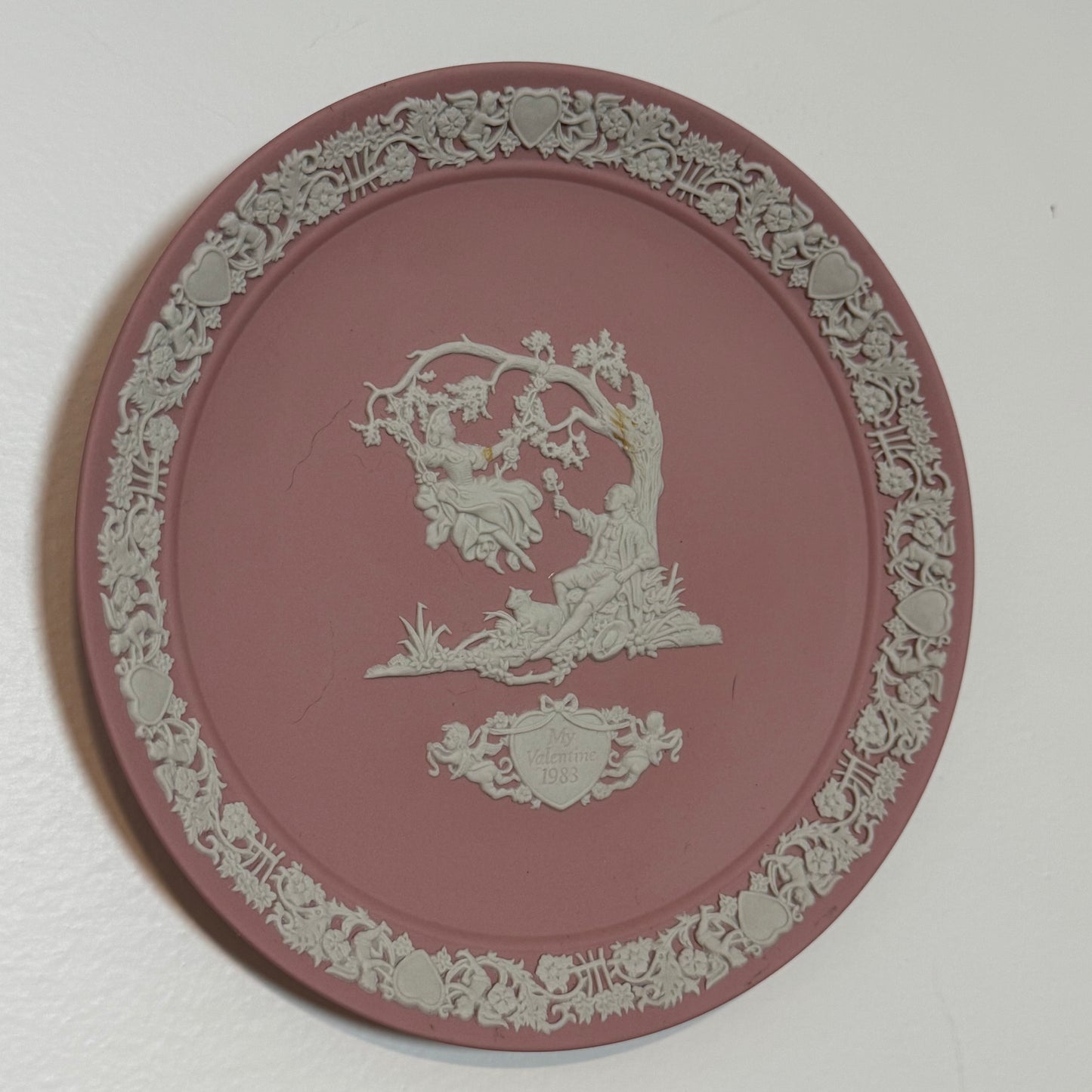 Wedgwood white pink My Valentine plate 1983