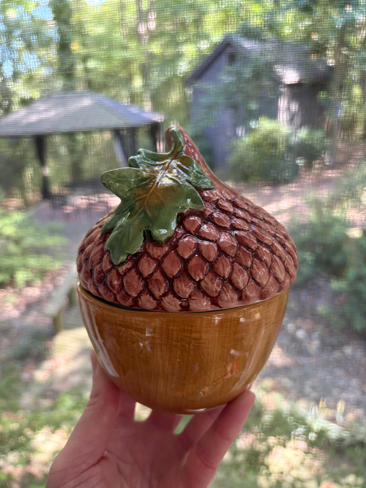 Lovely Vietri acorn lidded dish! 5 available; sold separately!