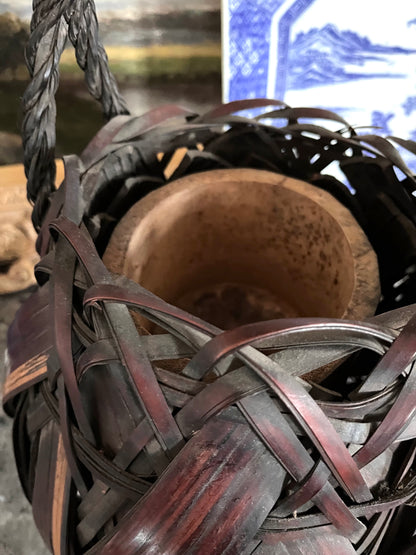 Sculptural Antique Japanese Bamboo Ikebana (Flower) Basket