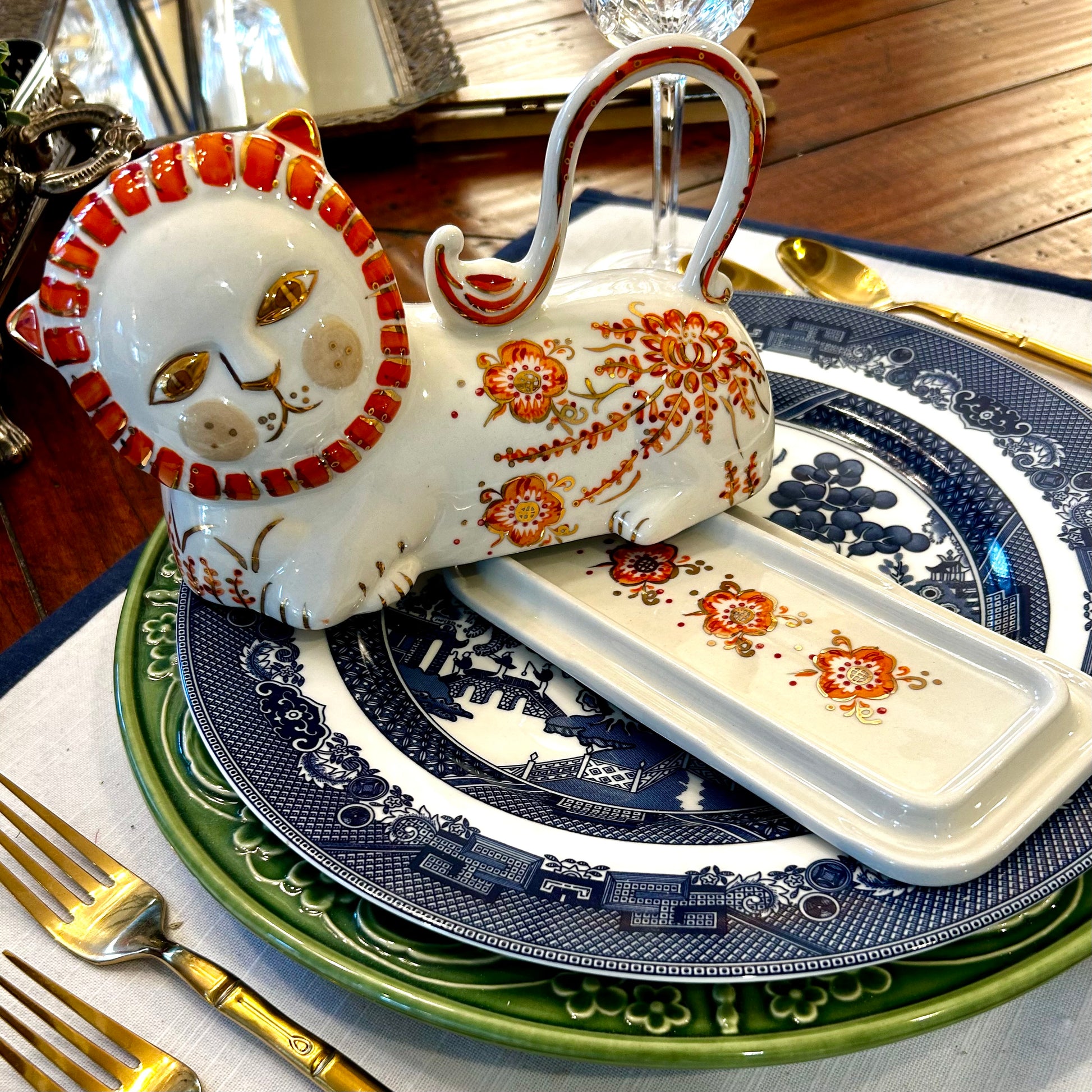 Fabulous Lion covered butter dish Lillian Grey