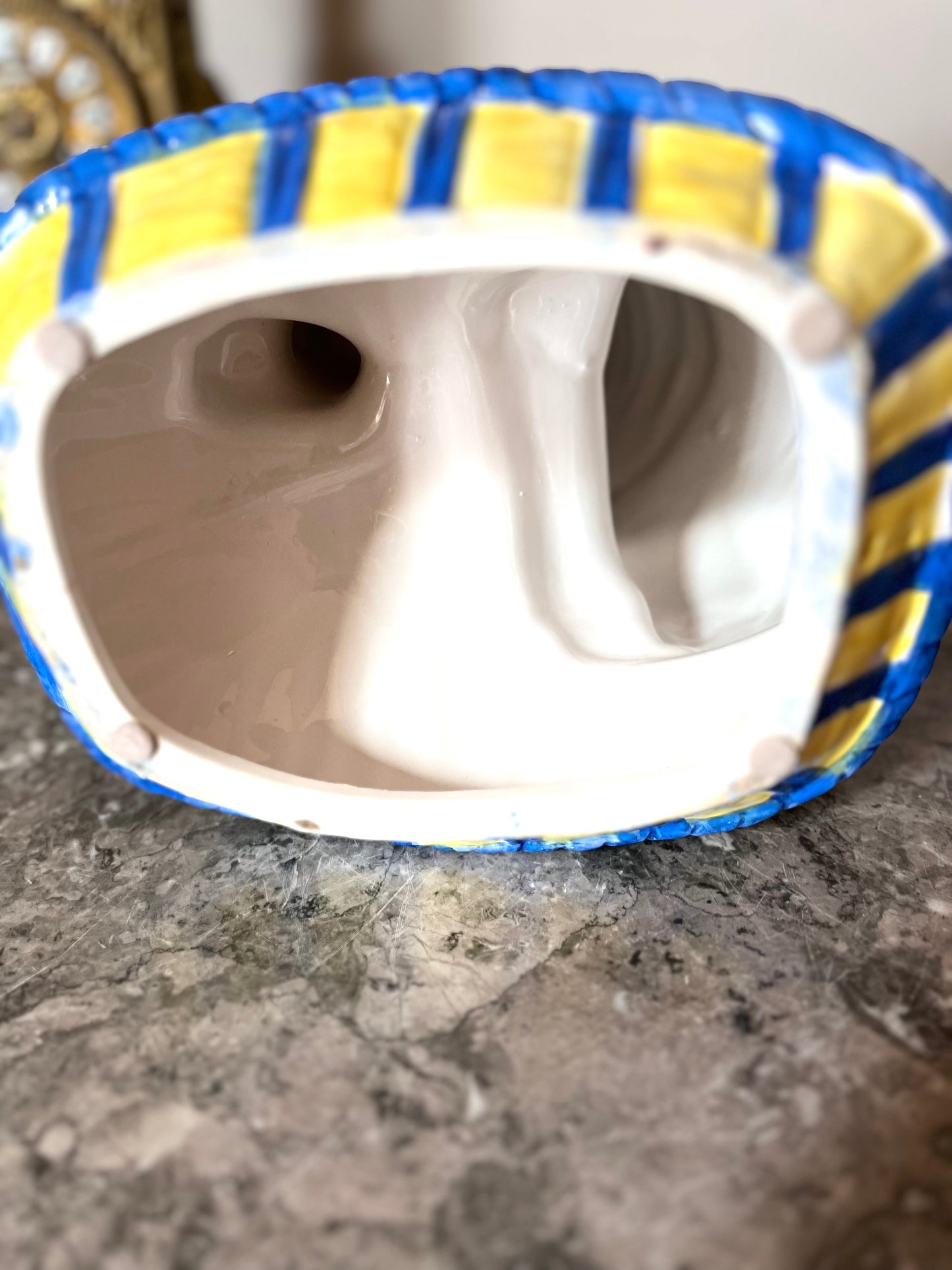 Fantastic Large Italian Hand Painted Poodle On Pillow