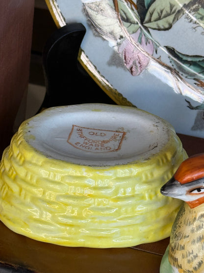 1930’s English Staffordshire Hen-On-Nest Figurine | Hand-Painted: 4x3x2”