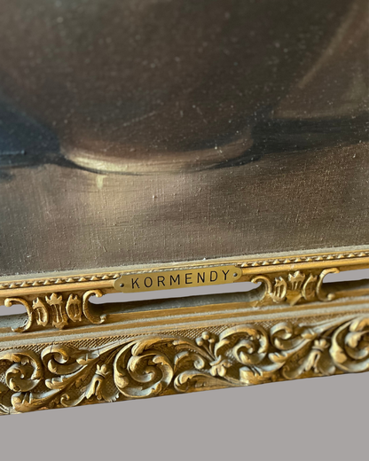 Gorgeous Large Signed Moody Floral Still Life - Fine Oil On Canvas/Elegant Pierced Wood Original Frame With Brass Name Plaque