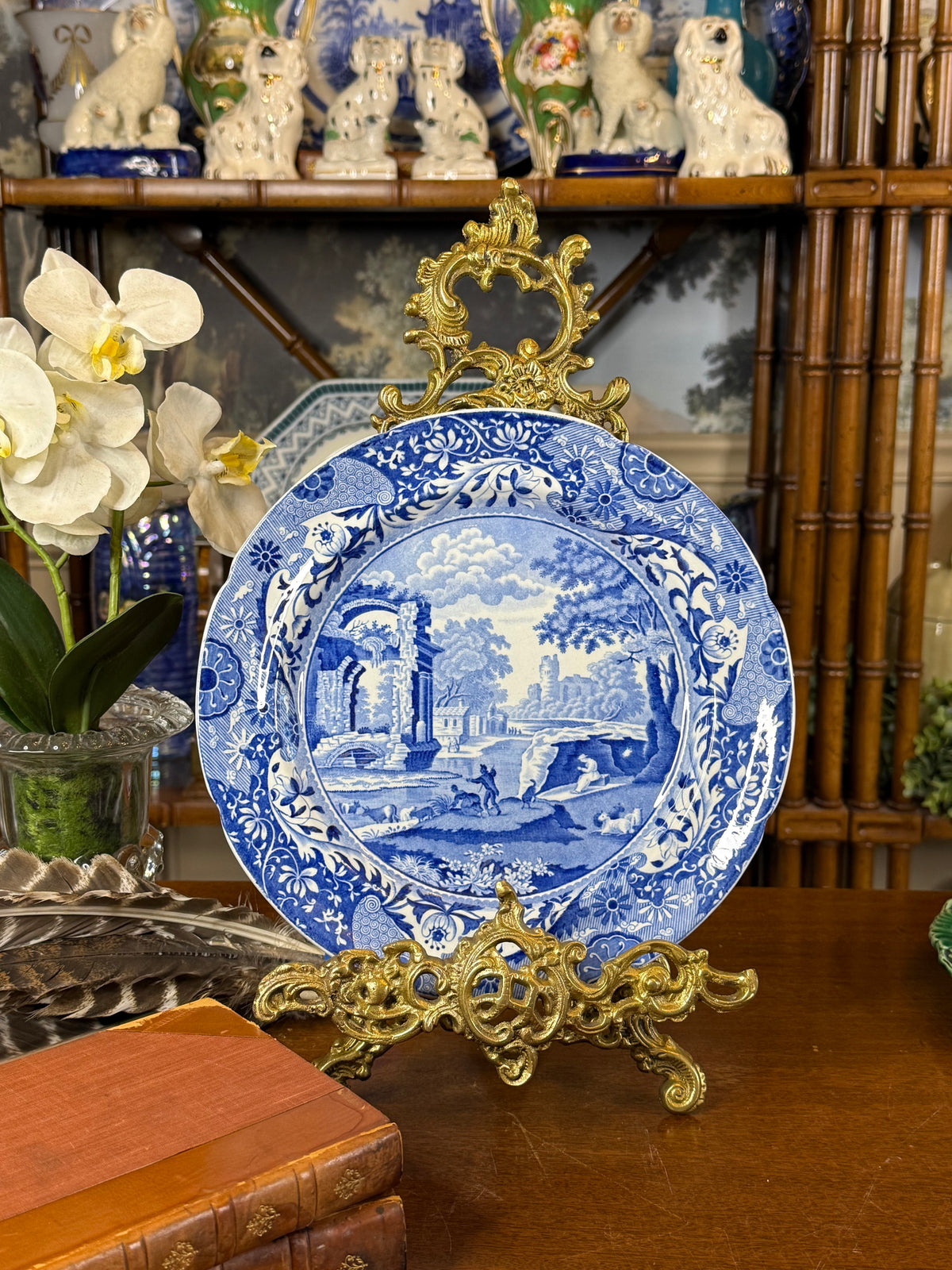 Rare Antique John Mare “Italian” British Cobalt Blue Transferware Plate, Blue & White, c.1820–1825, 9.75” D