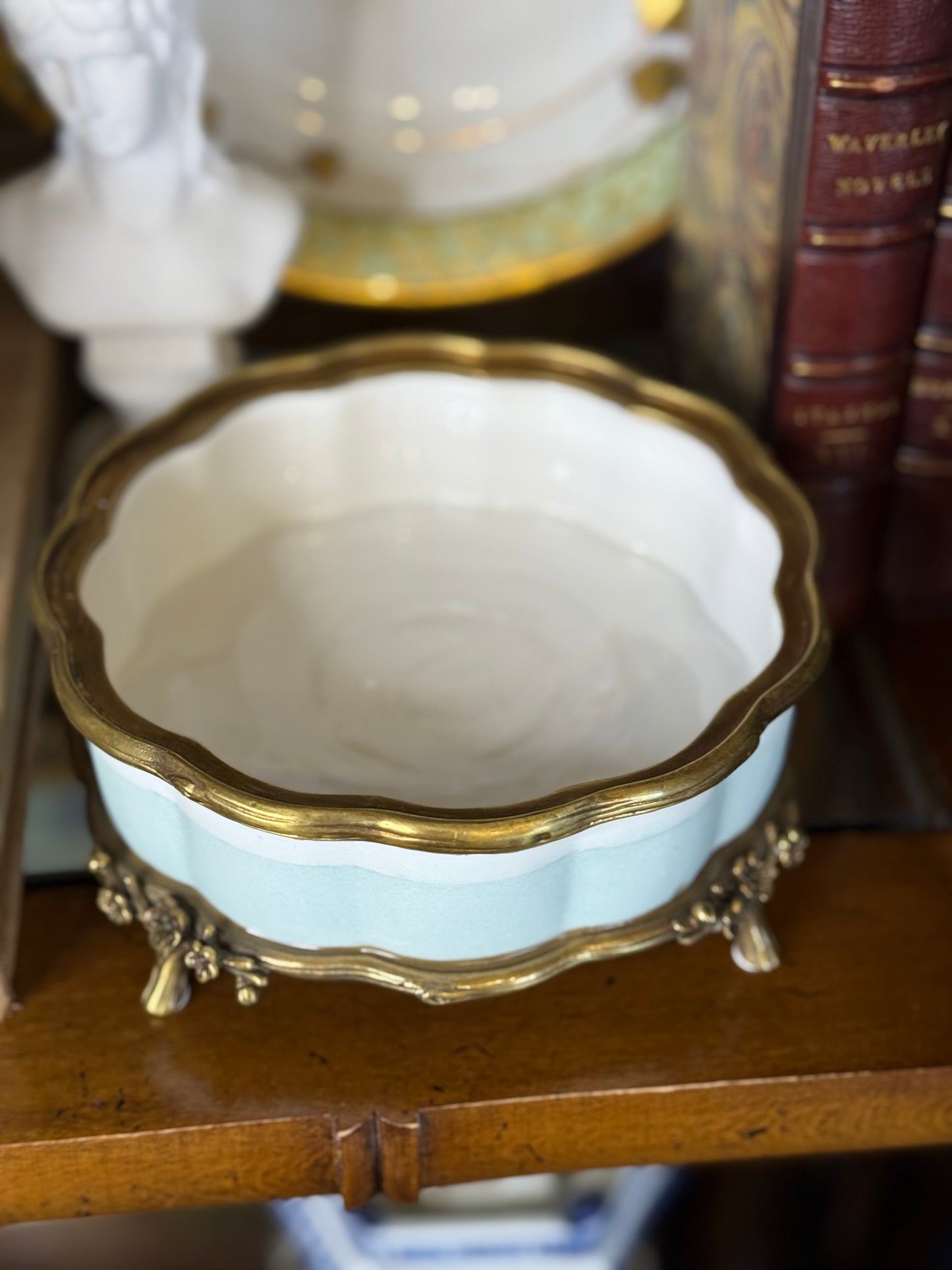 Danny’s Fine Porcelain | “Garden of Life” Porcelain Box with Bronze Ormolu & Bird Finial – 6”