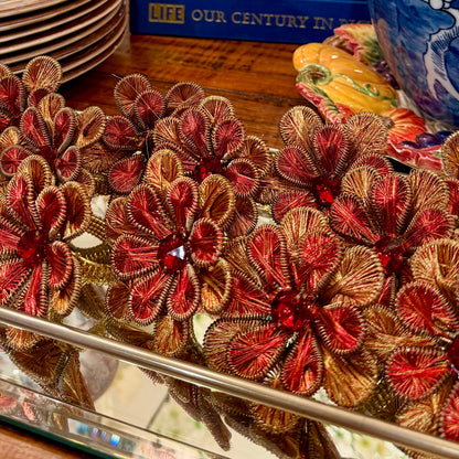Set of 6 autumn beaded  flower napkin ring holders (2 sets