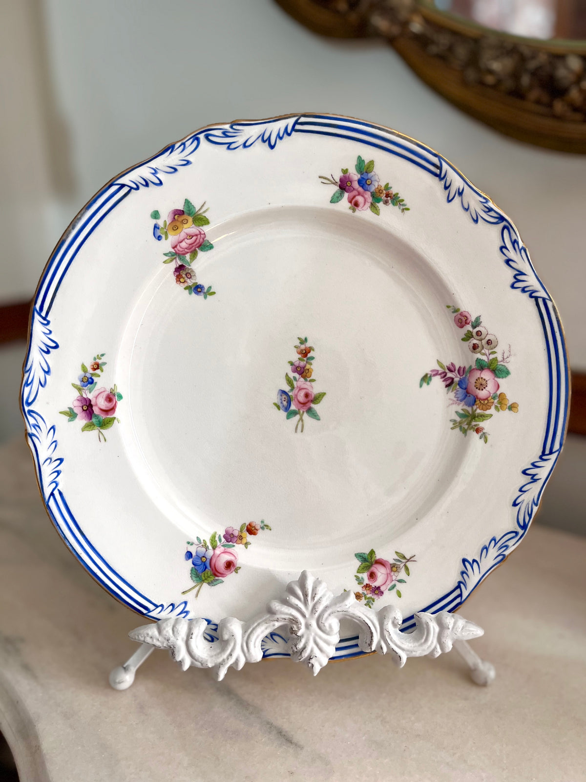 Live 09/20 Beautiful Antique French Old Paris Porcelain Five-Piece Sauce Tureen & Plate Set, c.1830–1850