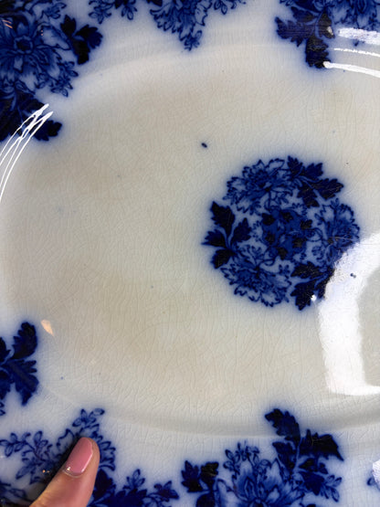 Beautiful antique Mercer Pottery Co. semi-vitreous Flow Blue Platter - As is!