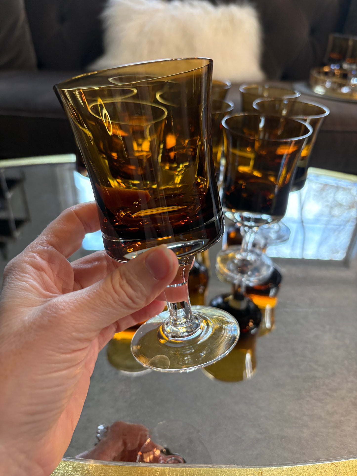 Mirage Brown by Denby Amber Juice/Wine Goblets Set of 10