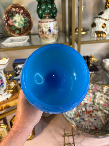 Beautiful opaline glass pedestal with gold! As is!