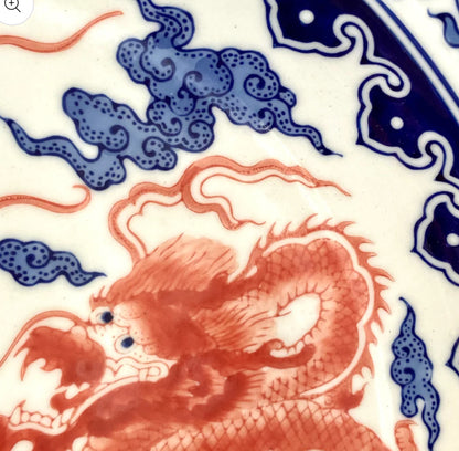 Large, 16”D blue & white chinoiserie chic wall platter - Excellent!