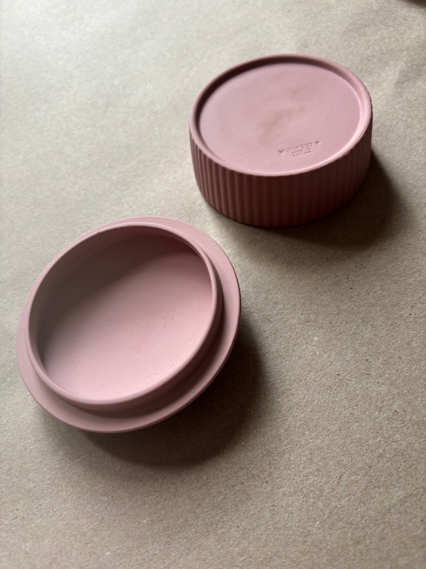 Cream pink Wedgwood ornate round box