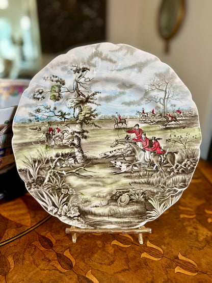 Vintage Johnson Brothers Tally Ho “View Haloo” Hunt Scene Service Plate | England, c. 1957–1974