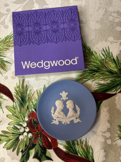 Wedgwood Royal Wedding Jasperware blue and white trinket dish!