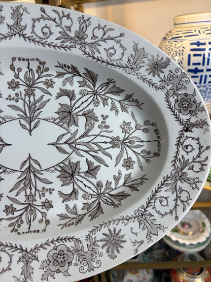 Reserved! Stunning brown transferware floral platter!