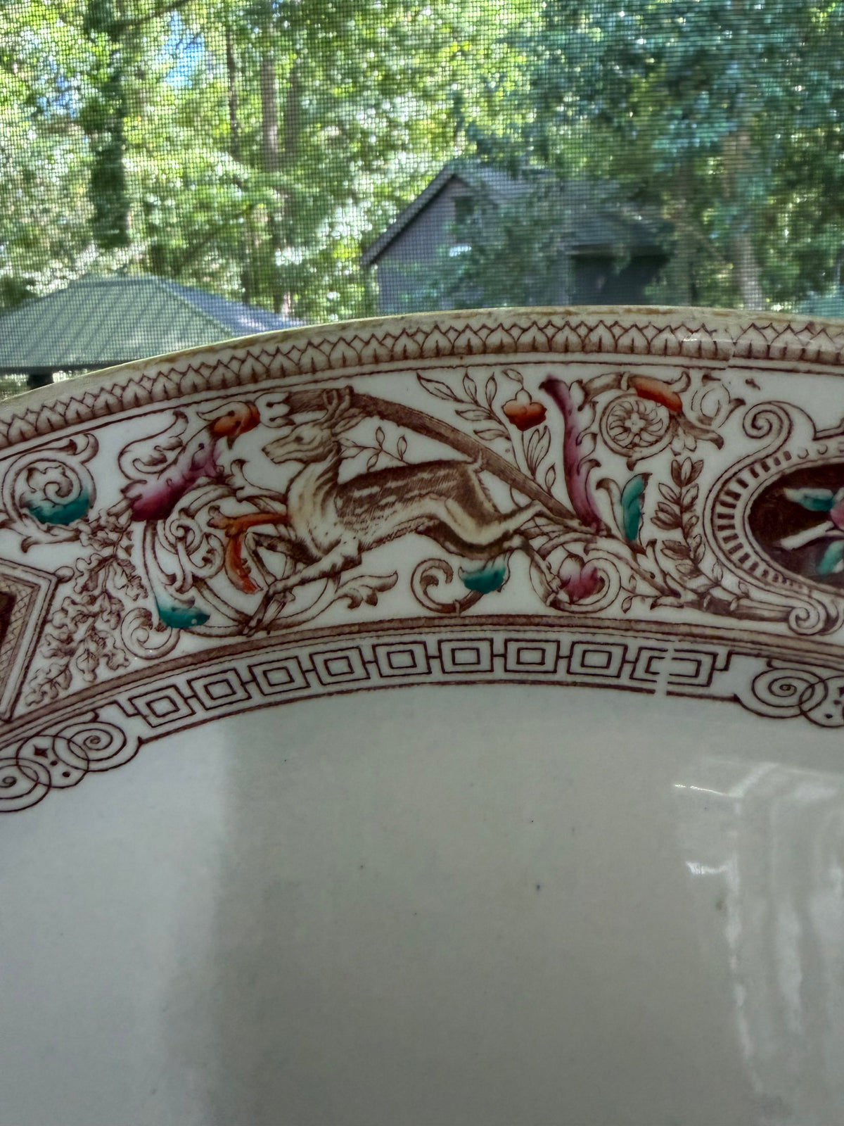 Stunning antique Hope and Carter Borgia deer platter! Circa 1860-1880