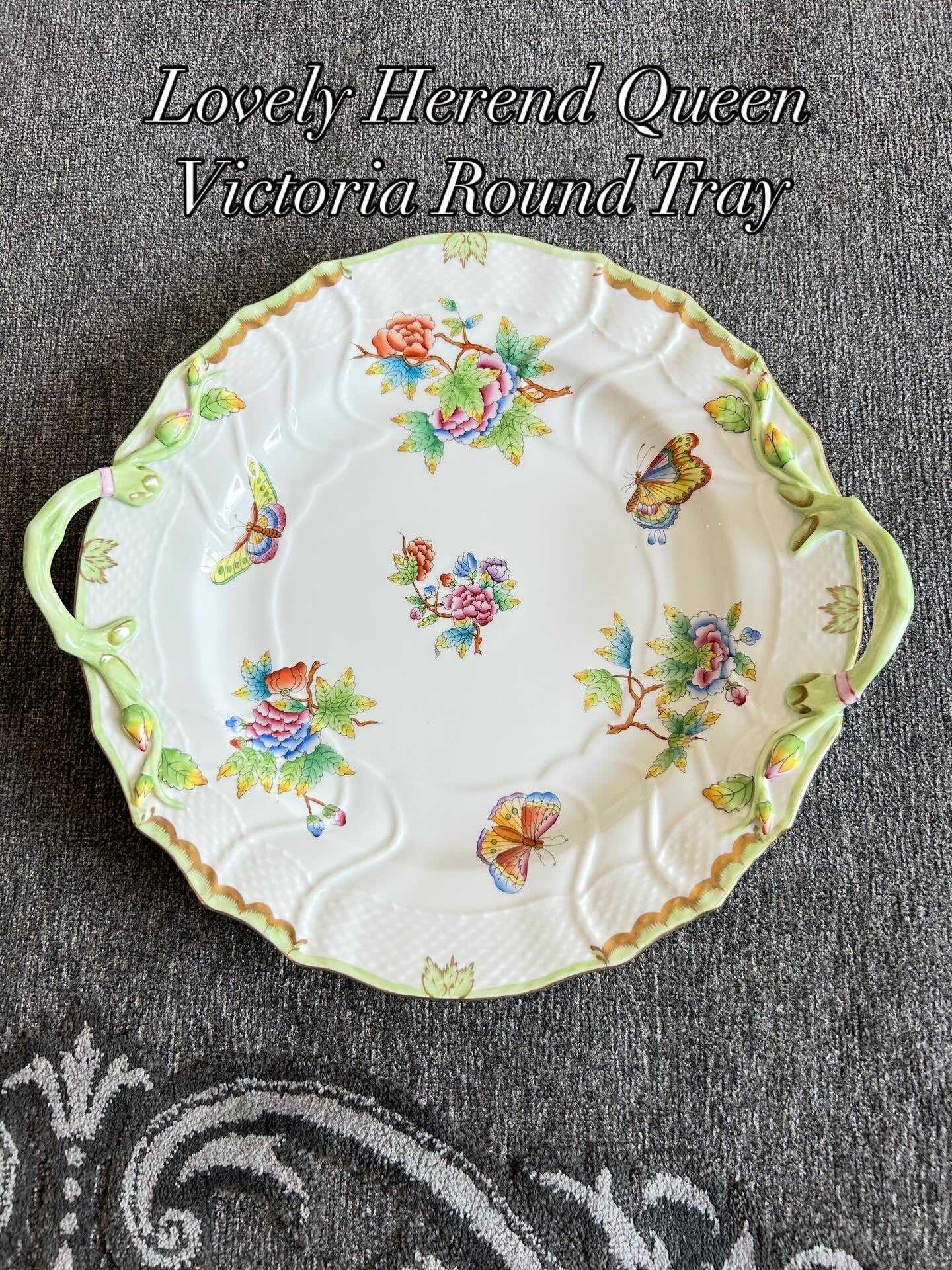 Large Round Older Herend Queen Victoria Tray